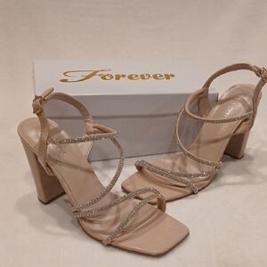 Top Moda  Beige and Silver Strappy Heels